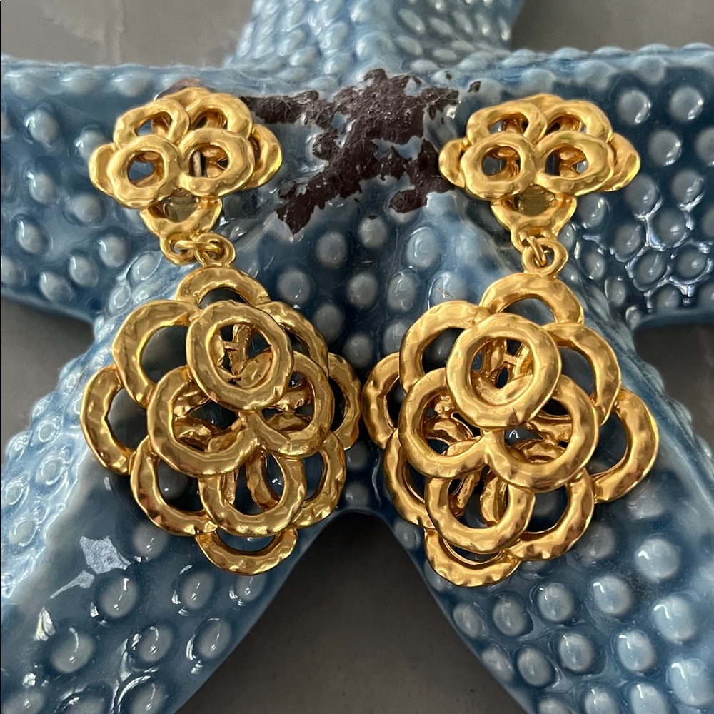 Gold Floral Drop Earrings